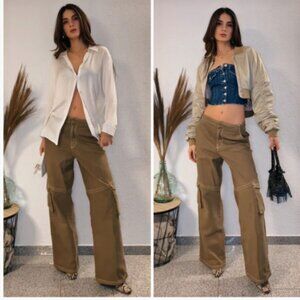 NWT Zara High Waist Cargo Pants